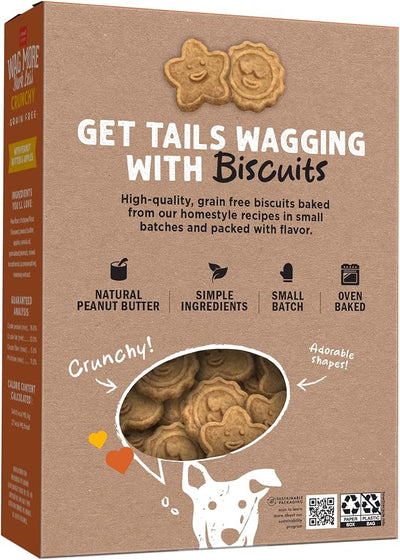Cloud Star Wag More Bark Less - Dog Treats - Crunchy Biscuits - Grain Free Peanut Butter & Apples - 14 oz Box