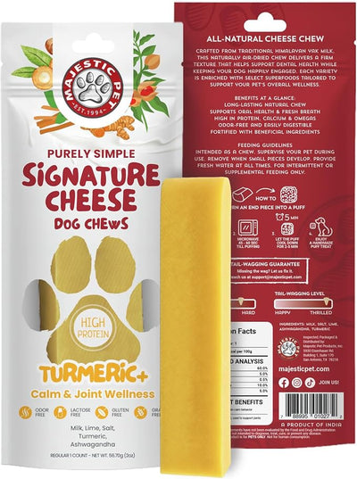 Majestic Pet Himalayan All-Natural Cheese Dog Chews - Long Lasting Dental Chew for Dogs - Healthy Pet Treats with Beneficial Ingredients (Calm & Joint Wellness, Regular, 1 Pack)