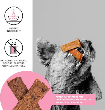 BIXBI Hip & Joint Support Salmon Jerky Dog Treats, 4 oz - USA Made Grain Free Dog Treats - Glucosamine, Chondroitin for Dogs - High in Protein, Antioxidant Rich, Whole Food Nutrition, No Fillers