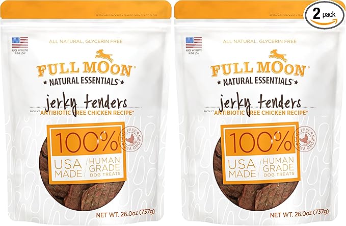 Full Moon Chicken Jerky Tenders Healthy All Natural Dog Treats Human Grade Made in USA 26 oz (Pack of 2)