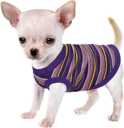 Elevate Your Pet's Comfort and Fashion: Premium 100% Cotton Rib Dog Shirt Vest for Small Breeds Like Chihuahuas, Yorkies, and Puppies .Year-Round Style with Tank-Style Puppy Attire Purple X-Small