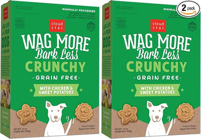 Cloud Star Wag More Bark Less - Dog Treats - Crunchy Biscuits - Grain Free Chicken & Sweet Potato - 14 oz Box (Pack of 2)