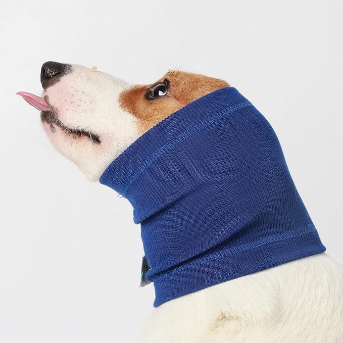 No Shake Ear Wraps for Dogs,Soft Dog Calming Hoodie Dog Ear Cover Ear Muffs for Anxiety,Grooming,Bathing,Swim,Noise Protection Quiet Ear for Dogs,Blue S