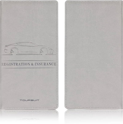 TOURSUIT Car Registration and Insurance Card Holder, Vehicle License Document Glove Box Compartment Organizer, Interior Car Accessories for Women Men (Grey)