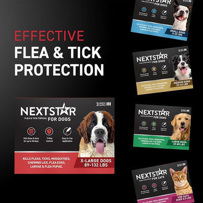 NEXTSTAR Flea and Tick Prevention for Dogs, Repellent & Control, Fast Acting Waterproof Topical Drops, Extra-Large Dog Flea & Tick Control, 1 Monthly Dose