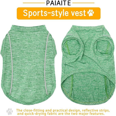 Stay Safe at Night: Stylish Reflective Strip Dog Shirt & Tank Top - Soft, Breathable Clothes with Sun Protection, Quick Dry, Stretchy, Lightweight for Small to Large Dogs Green 3XL
