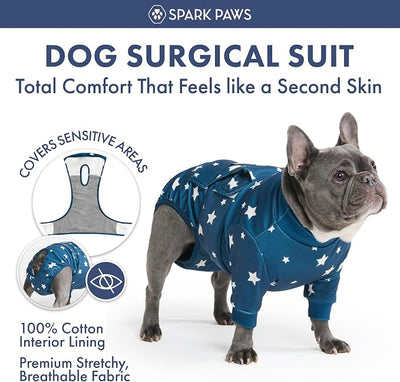 Spark Paws Dog Surgery Recovery Suit – Dog Recovery Suit After Surgery, Anti-Lick Dog Onesie, Abdominal Wound Protector, Soft Cone Alternative for Spay Neuter Male Female Pet Recovery - Stars - XL