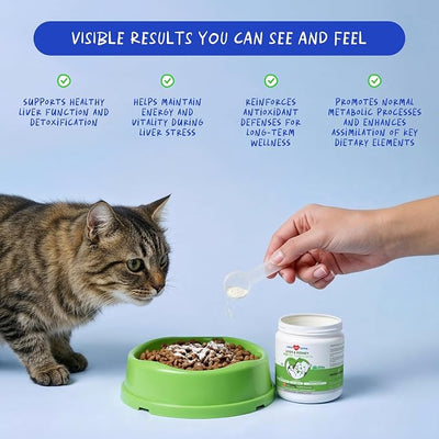 Milk Thistle Powder for Cats - Liver, Kidney & Detox Support | Milk Thistle with Choline & L-Arginine for cats. Supports liver detox, kidney health & hepatic function with EPA & DHA.