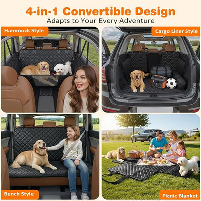 URPOWER Dog Car Seat Cover for Pets 100% Waterproof Seat Cover Hammock 600D Heavy Duty Scratch Proof Nonslip Durable Soft Back Seat Covers for Cars Trucks and SUVs