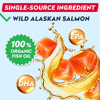 StrellaLab 64 OZ Salmon Oil for Dogs - Omega 3 for Dogs & Cats, Itch & Allergy Relief, Wild Alaskan Salmon Oil Dogs Skin & Coat, Dog Fish Oil Liquid, Shedding Supplement EPA & DHA Fatty Acids - 2Packs