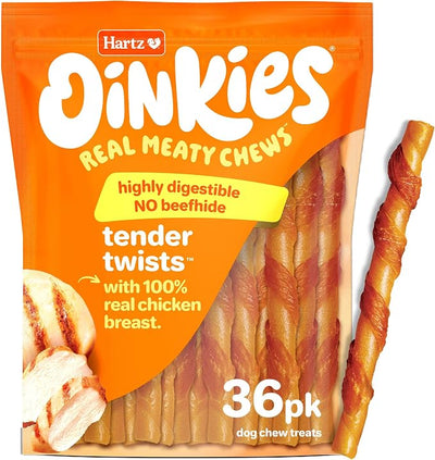 Oinkies Tender Twists Rawhide‑Free Dog Chews, 36 Count