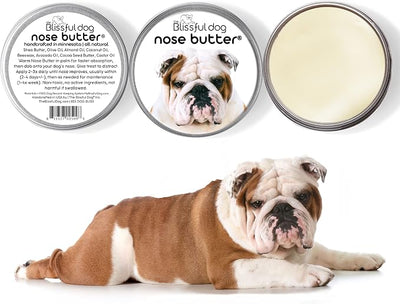The Blissful Dog Bulldog Nose Butter, Versatile Dog Nose Balm to Reduce Dryness, Handcrafted, Easy-to-Apply, Unscented, 1 oz.