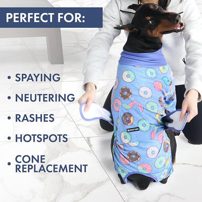 Spark Paws Dog Surgery Recovery Suit – Dog Recovery Suit After Surgery, Anti-Lick Dog Onesie, Abdominal Wound Protector, Soft Cone Alternative for Spay Neuter Male Female Pet Recovery - Donuts - 2XL
