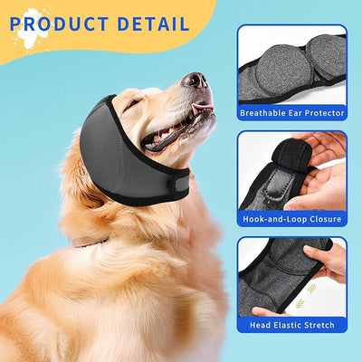 2 Pack Dog Ear Covers for Bathing, Grooming & Swimming, XL Size Waterproof No Shake Ear Wraps for Dogs, Calming Hoodie Ear Muffs for Noise & Anxiety Relief, Blow Drying & Hematoma Protection
