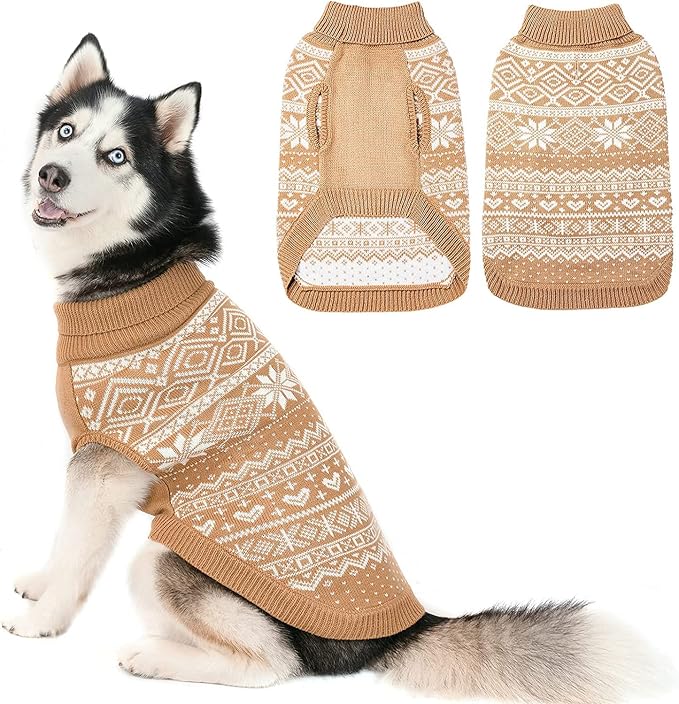 HOMIMP Argyle Dog Sweater - Warm Winter Coat for Small, Medium & Large Dogs, Ugly Puppy Sweater for Boys & Girls