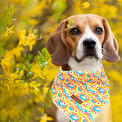 Lionheart glory Dog Bandana Dog Kerchief 1 Pack Washable Soft Comfortable Dog Scarf, Square Adjustable Girl or Boy Flowers Spring Summer Dog Bandanas for Medium Large Dogs