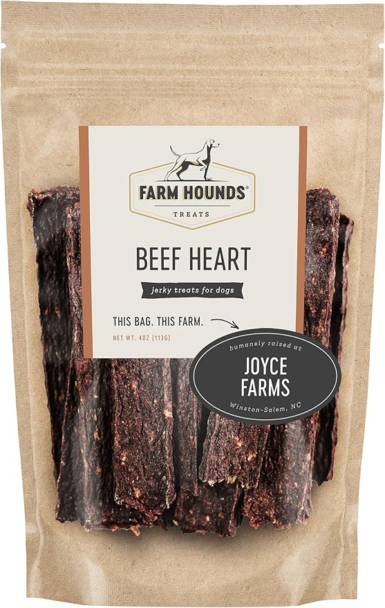 Farm Hounds - Beef Heart - Premium Natural Beef Heart Jerky For Dogs - Made From 100% Humanely Raised Cattle - Organ Treats - Great For Training & Treats - No Added Fillers - Made in USA - 4oz -1 Pack
