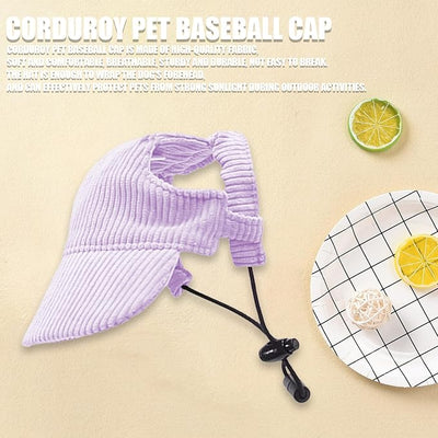 Dog Baseball Cap, Dog Cat Summer Beach Visor Hat with Ear Holes, Adjustable Puppy Sunbonnet Headdress (Purple, Medium)