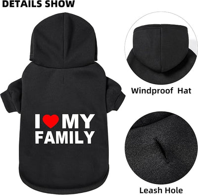 Dog Sweater Dog Hoodie Cold Weather Coat Hooded Sweatshirt for Puppies,Cats, Small Medium Large Dogs (Black(Family), Medium/Large)