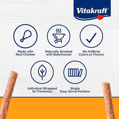 Vitakraft Treaties Smoked Chicken Dog Treats – Grain-Free, Meat-Rich Chews - Natural Smoke Flavor – Real Chicken No-Hide Dog Snacks, Moist & Meaty Texture – Individually Portioned Freshness – 4 Count