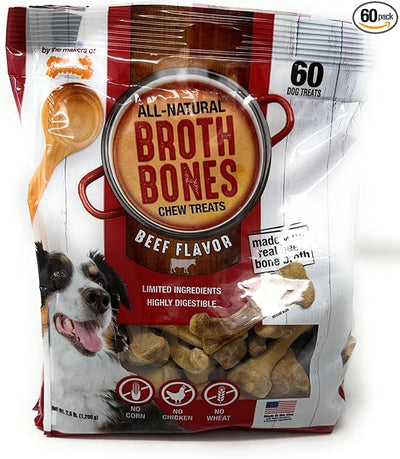 Nylabone Beef Broth Bones for Dogs, 60 Count, 2.6 Lbs