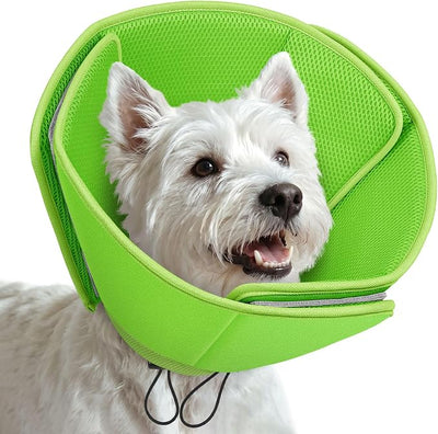 AOFITEE Dog Cones for Medium Dogs, Soft Dog Cone Collar After Surgery, Adjustable Cone for Dogs to Stop Licking, Breathable Pet E-Collar Alternative for Wound Healing(Green,Medium)