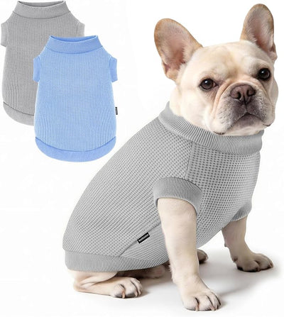 2 Pack Dog Shirt for Small Supplies Functional Waffle Dog Clothes Warm Soft Sweatshirt Outfit for Dogs Cats Pet Apparel