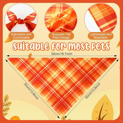 Abbylike 50 Pcs Fall Plaid Dog Bandanas Bulk Autumn Gingham Bandanas for Dogs Triangle Kerchief Bib Scarf for Pet Thanksgiving Party Costume Photo Props Accessories, 25 Styles(19.7 x 13.8 x 13.8)