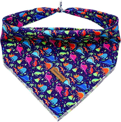 Lionheart Glory Dinosaurs Bandana - Washable Soft Dog & Cat Scarf, Square Adjustable Bandana for Small Pets