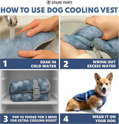 Spark Paws Dog Cooling Vest - SPF 50 UV Sun Protection - Summer Heat Relief Gear for Dogs, Lightweight, Evaporative Cooling - Dog Anxiety Relief Vest During Hot Days - Ice Blue, 4XL