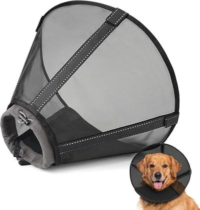 Breathable Mesh Dog Cone Collar for Surgery, Soft Elizabethan Recovery Alternative to Stop Licking,Pet Neck Collar for Large Medium Small Breeds, M