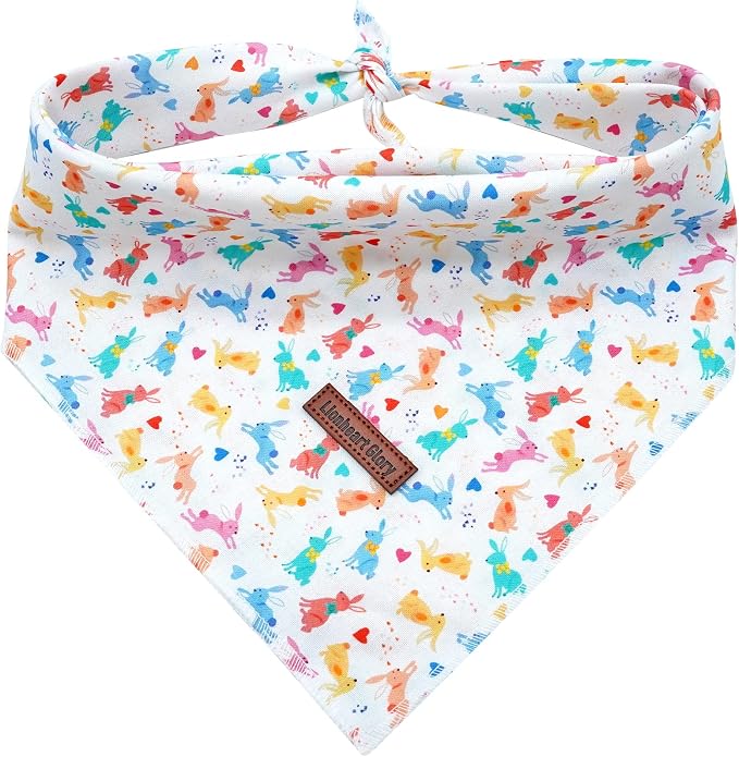Lionheart Easter Dog Bandana - Soft Washable Square Adjustable Bandana for Medium Large Dogs