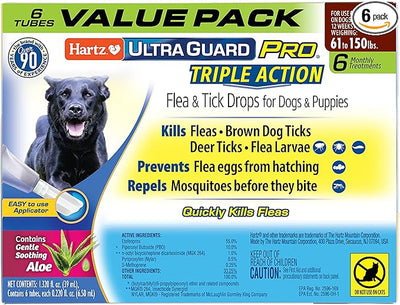 Hartz UltraGuard Pro Flea & Tick Topical Dogs & Puppies Treatment & Prevention, 6 Months, 61-150 lbs