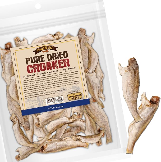 Gootoe Air-Dried Croaker Dog Treats – Single Ingredient Fish Snacks, High Protein, Natural Calcium, Grain Free Dog Biscuits & Snacks, 3oz