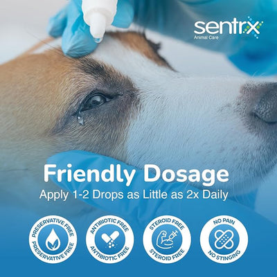 Sentrx - Eye Lube Pro Eye Drops for Dogs, Cats, and Horses, Hydrating Gel Eye Drops with Hyaluronic Acid and Carbomer Lubrication, for Dryness, Itching, and Irritation, 20g