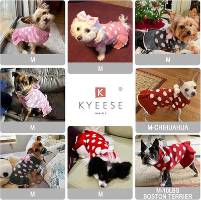 KYEESE Valentines Dog Sweater Dress, Warm Dog Sweaters for Small Dogs Girl Dogs Clothes, Pullover Cozy Knit Pet Apparel with Leash Hole, Pink Dot, M