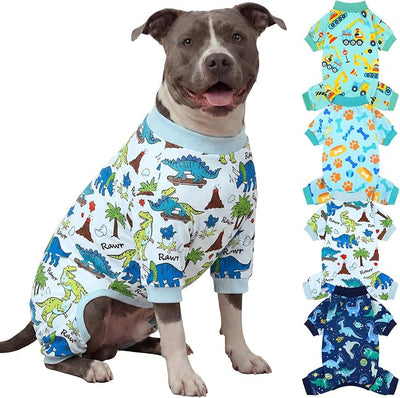 XPUDAC 4 Pack Dog Pajamas for Medium Large Sized Doggie Comfy Strechy Dog Pjs for Boy Puppy Clothes Cat Onesies Pet Outfits, 5XL