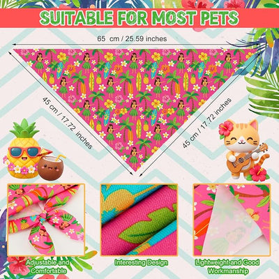 Weewooday 50 Pcs Summer Bandanas Bulk for Dogs Kerchief Bibs Scarves with Beach, Fruit, Hawaii Ice Cream Luau Aloha Pool for Small Medium Large Grooming Accessories(Summer, 25.6 x 17.7 x 17.7 Inch)