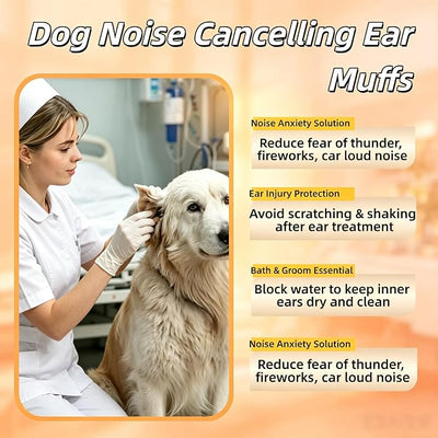 Upgraded Dog Ear Muffs Noise Protection, Calming Ear Covers for Anxiety Relief, Waterproof Elastic Adjustable Dog Snood Ear Wrap for Bathing Swimming Grooming (Grey, M)