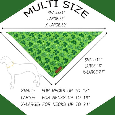 Realeaf St. Patrick's Day Dog Bandanas 2 Pack, Reversible Green Shamrock Polka Dots Pet Scarf for Boy and Girl,Holiday Bandana for Small Medium Large and Extra Large Dogs (Small)
