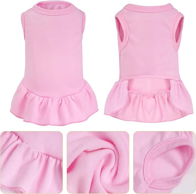 Dog Dresses Cat Skirt Solid Color Dog Clothes Summer Sleeveless Puppy Girl Clothes for Small Pet Dogs Cats (Pink, Small)