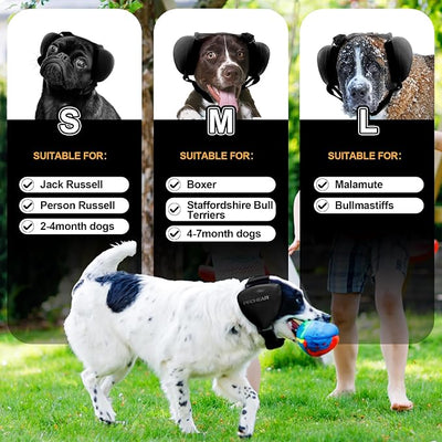 PROHEAR Ungrade GEL Pads Dog Ear Muffs Hearing Protection for Dogs, NRR 28dB for Thunder, Hunting, Tourism,Large - Black