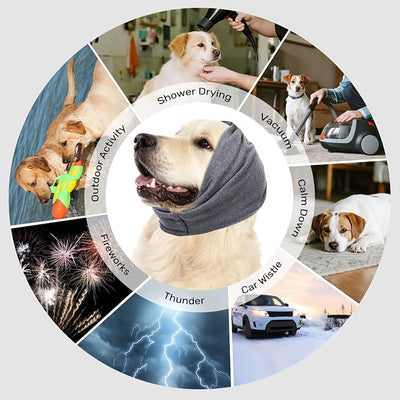 Ear Cover Wraps for Dogs Bath Grooming Drying Swimming, Dog Ear Muffs Noise Protection Winter,Adjustable Dog Calming Hoodie for Hematoma Anxiety Firework Thunder Warm Sleeping Shower Cap (SG)