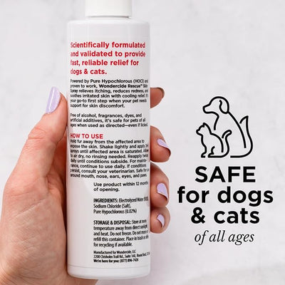 Wondercide Rescue - Skin Spray for Pets - Allergy Care, Rash, Redness, and Itch Relief for Dogs and Cats with Pure Hypochlorous - 8.5 oz