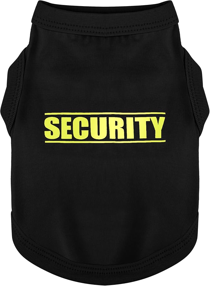 Discover Cozy Cotton Canine Wear: Soft, Lightweight, and Breathable Dog Shirt Vest with Eye-Catching Graphics(Security), Keeping Your Furry Friend Warm and Comfy! Black L