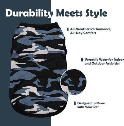 Paiaite: Stylish Sleeveless Camouflage Dog Vest for Small, Medium, and Large Breeds, Made of Polyester for Comfort, Breathability, Wrinkle Resistance, Moisture Wicking, and Elasticity Blue XS