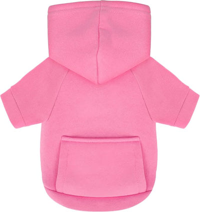 Winter Dog Hoodie with Pockets - Solid Color Polycotton Sweatshirt for Small, Medium, and Large Dogs - Soft, Warm, Cozy Pet Clothing for Cold Weather - Ideal for Outdoor Walks.Pink-S