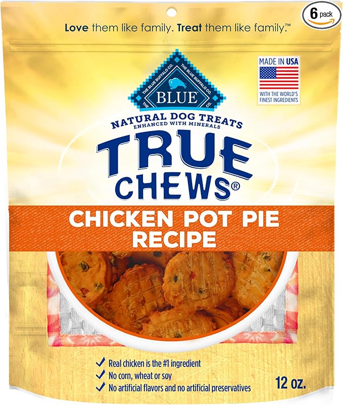 Blue Buffalo True Chews Dog Treats Made in the USA with Natural Ingredients Chicken Pot Pie, (Pack of 6)