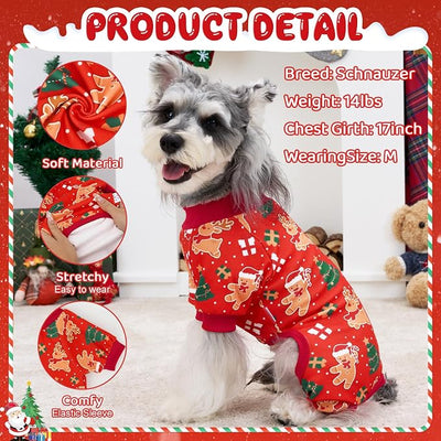 XPUDAC 4 Pack Christmas Dog Pajamas Comfy Dog Clothes for Small Medium Dogs Girl Boy Holiday Pet Outfit Winter Puppy Jumpsuits Pet Pjs Apparel, 2XL