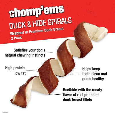Chomp’ems Premium Beefhide Chews for Dogs, 2 Chews, (Pack of 4)